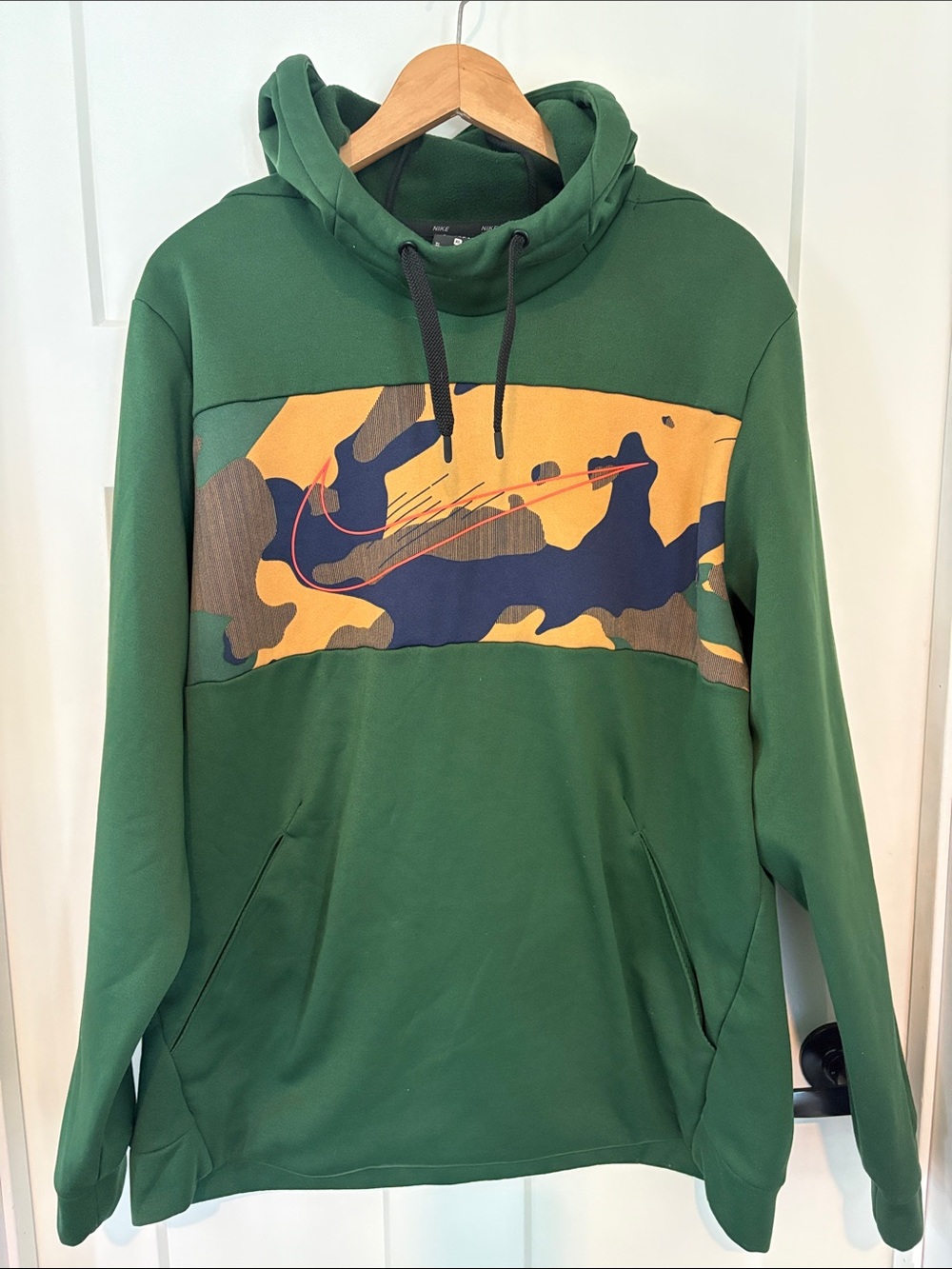 Like new Nike Green Pullover Hoodie with Camo Stripe
